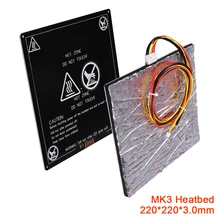 MK3 Heatbed 12V PCB Heated Bed 220x220x3mm With Cables Aluminum Foil Sound Insulation Cotton Sticker 3D Printer Parts Like MK2B