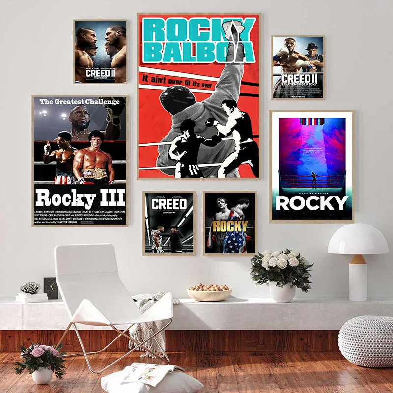 

Classic Boxing Movie White Coated Paper Poster And Watercolor Painting Print Wall Art Picture Artist Home Decor