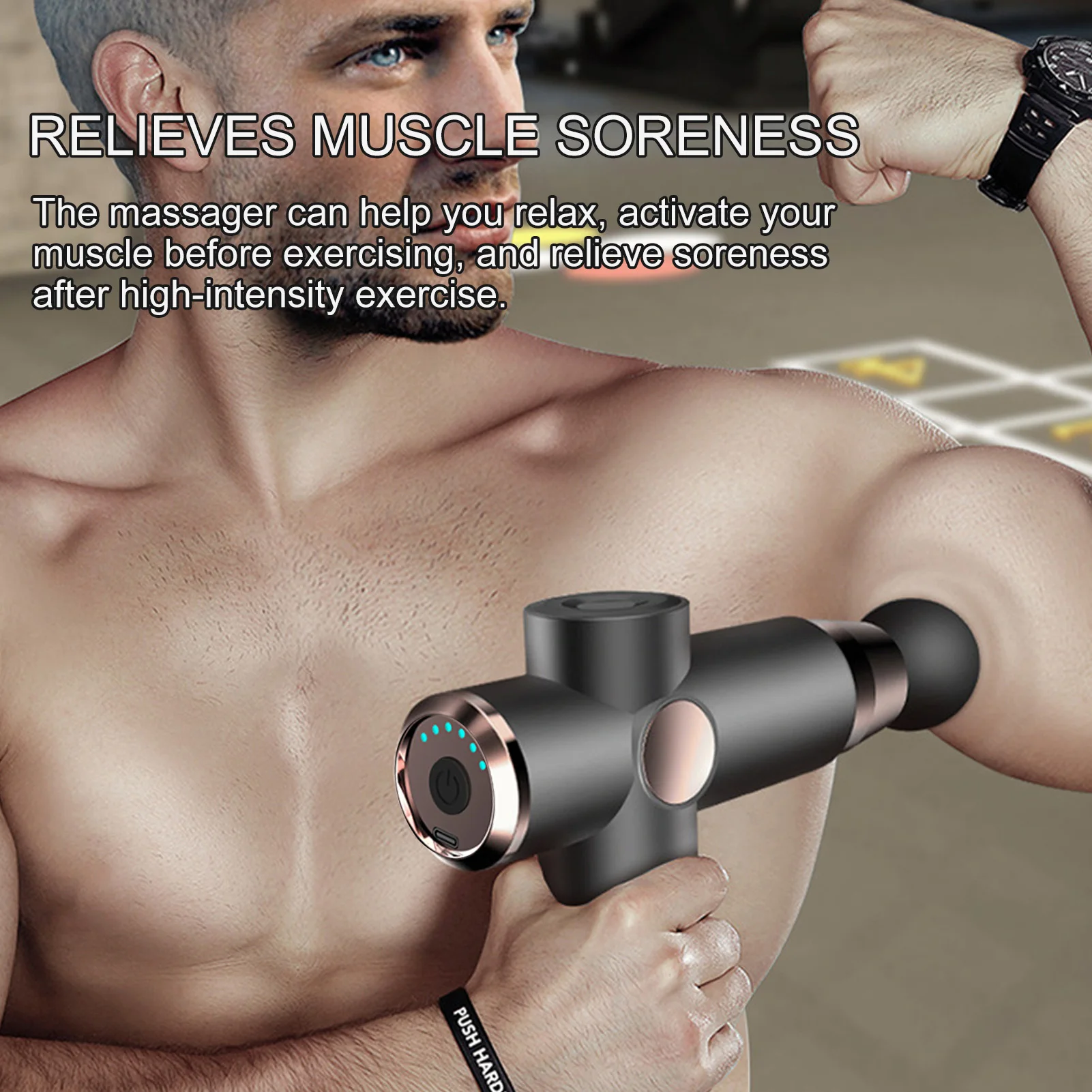 

Electric Massager Deep Tissue Muscle Massage Gun for Neck Back Body Pain Relief with 4 Replaceable Massage Heads 6 Speed Levels