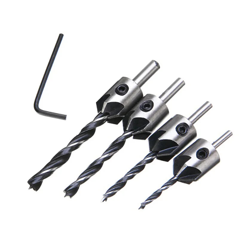 

Woodworking Drilling Chamfer Tool Set Countersink Drill Bit Set for Wood Durable PLYED889