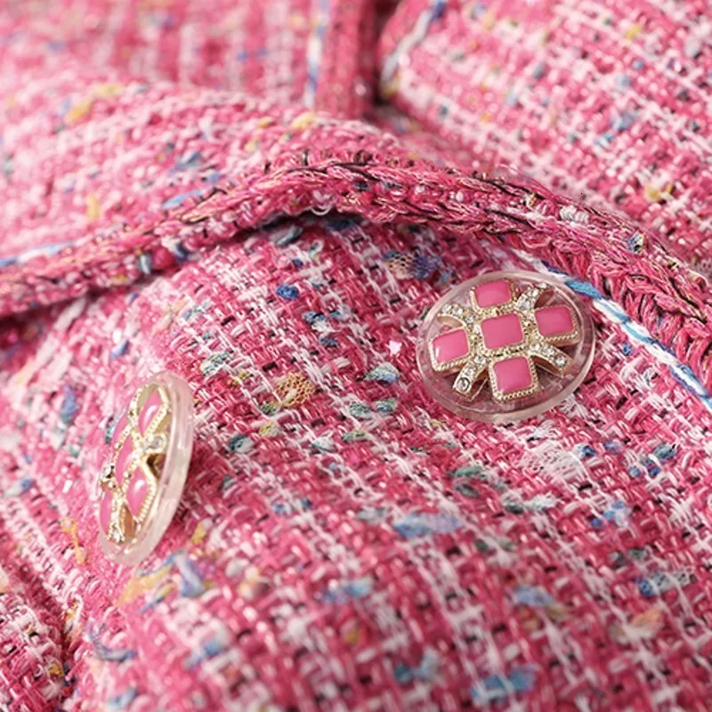 Женский твидовый пиджак с отложным воротником двубортный свободный жакет