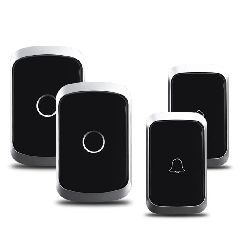 2 button 2 receiver CACAZI, умный беспроводной дверной звонок, водонепроницаемый аккумулятор, 1, 2 кнопки, 1, 2 приемника, США, ЕС, Великобритания, AU, вилка, Домашний Беспроводной звонок, звонок, колокольчик - Цвет: 2 button 2 receiver