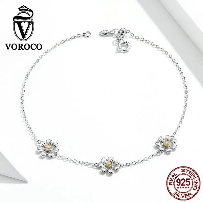 Женский браслет из серебра 925 пробы с желтыми цветами|Гибкие и жесткие браслеты| |