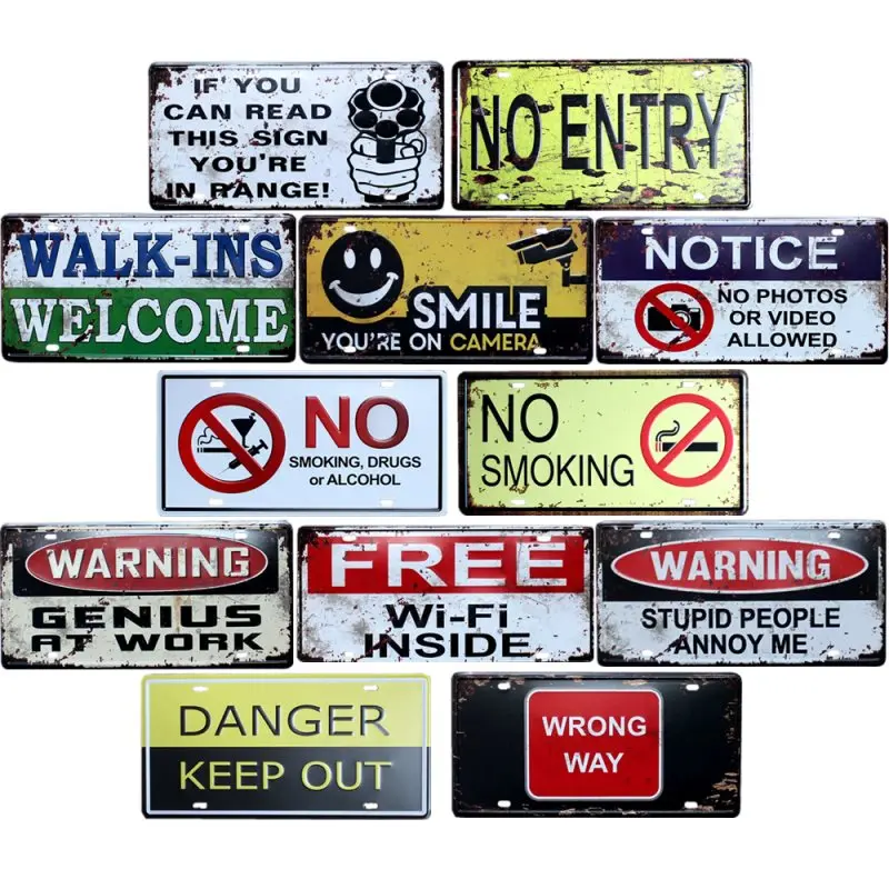 

No Smoking Signs Vintage Metal Plate Wall Poster Pub Decorative Bar Club Decoration Home Decor 15x30cm