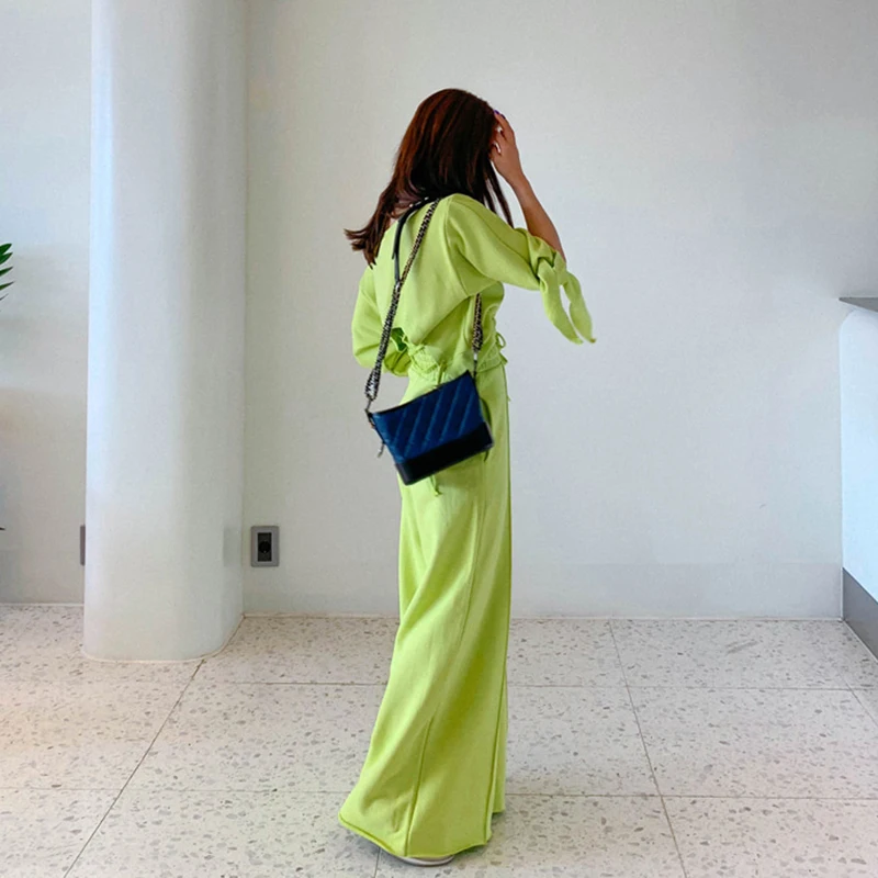 GALCAUR комплект из двух предметов для женщин с открытыми плечами длинным рукавом на