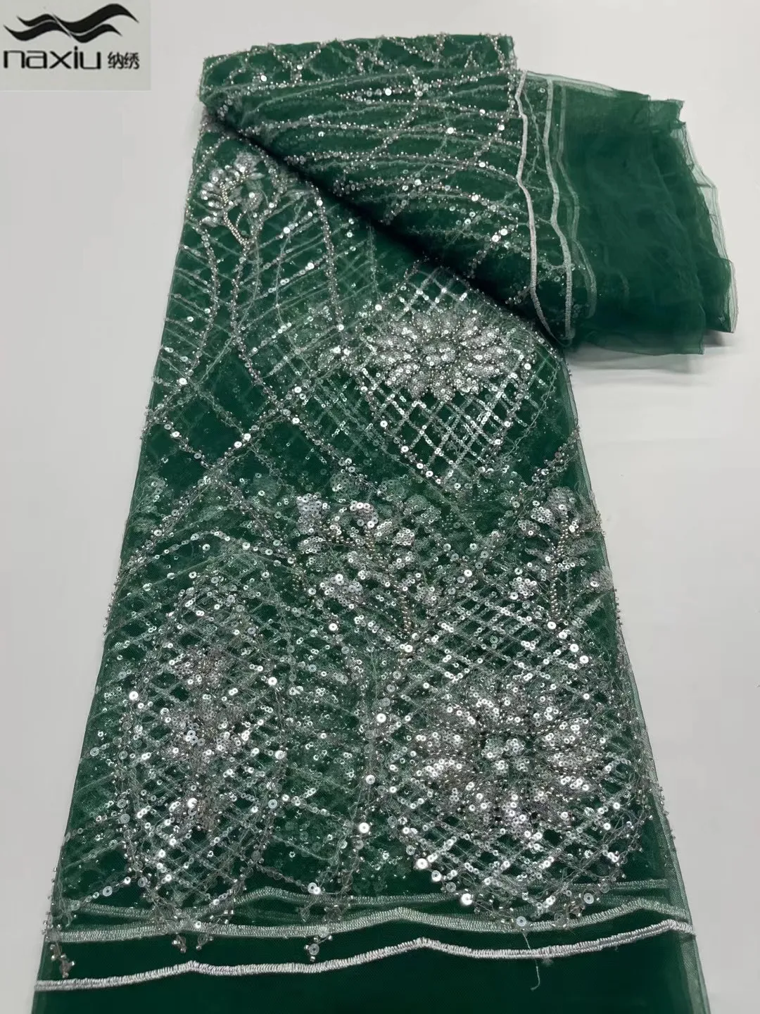 

Madison African French Handmade Beaded Lace Fabric 2021 High Quality Bridal Nigerian Wedding Dress Lace For Woman Sewing