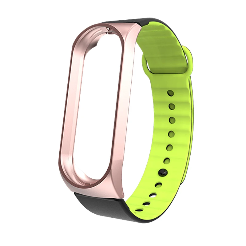 Mi Band 4 ремешок спортивный силиконовый браслет на запястье mi band 3 ремешок металлический чехол Замена mi Band 4 браслет для Xiaomi mi ремешок 3 - Цвет: Green Pink Mi4 3