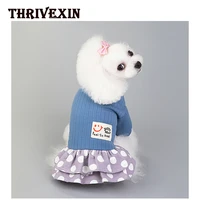 dog pet clothing skirt dogs clothes spring and summer dress smile polka dot skirt teddy clothes dress for wedding party