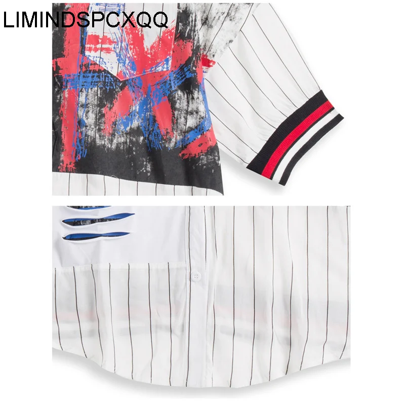 

LIMINDSPCXQQ Summer British Designer Clothing Womens Vintage Striped Loose Shirts Ladies Casual Printed Blouses Female Punk Tops