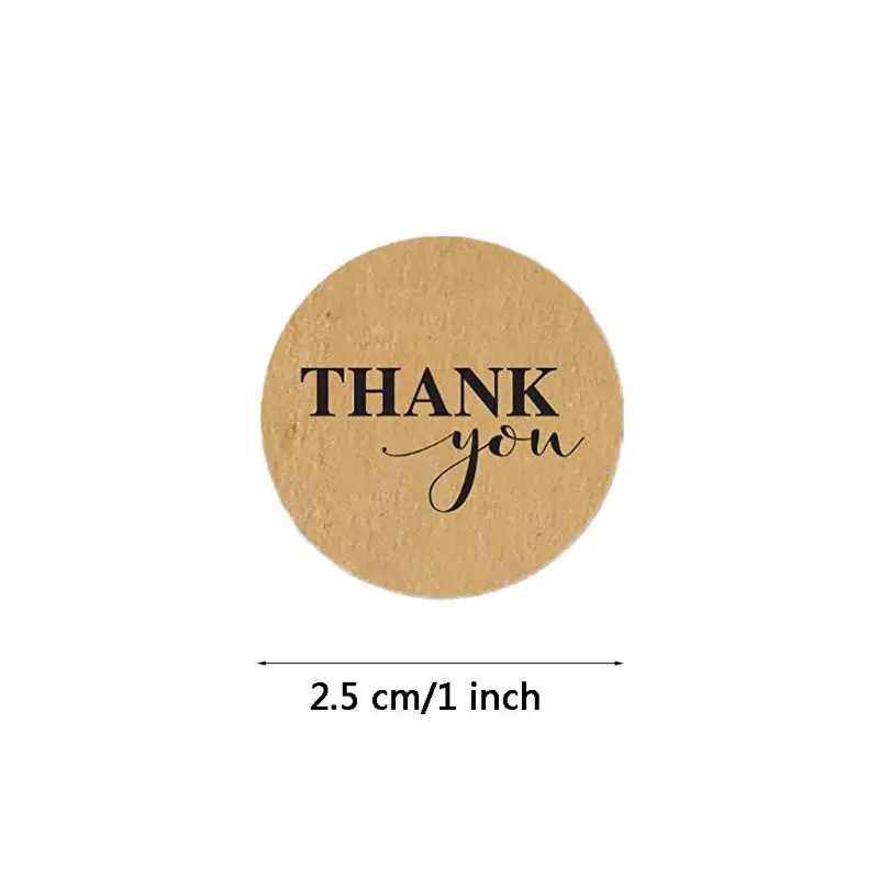 500 шт/рулон круглый натуральный Крафт Спасибо наклейки печать этикетка