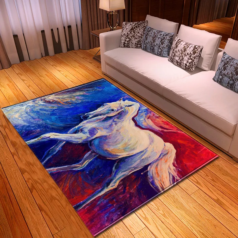 

New living room decoration new animal horse pattern carpet printed carpet 3D children's room carpet