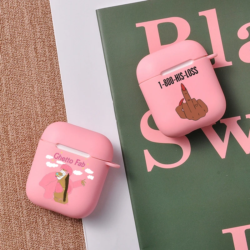 Fashion Black Girl Make Money Protective For Air Pods Case Airpods 1 2 Wireless Earphone Cases Silicone Pink Luxury Cute | Электроника