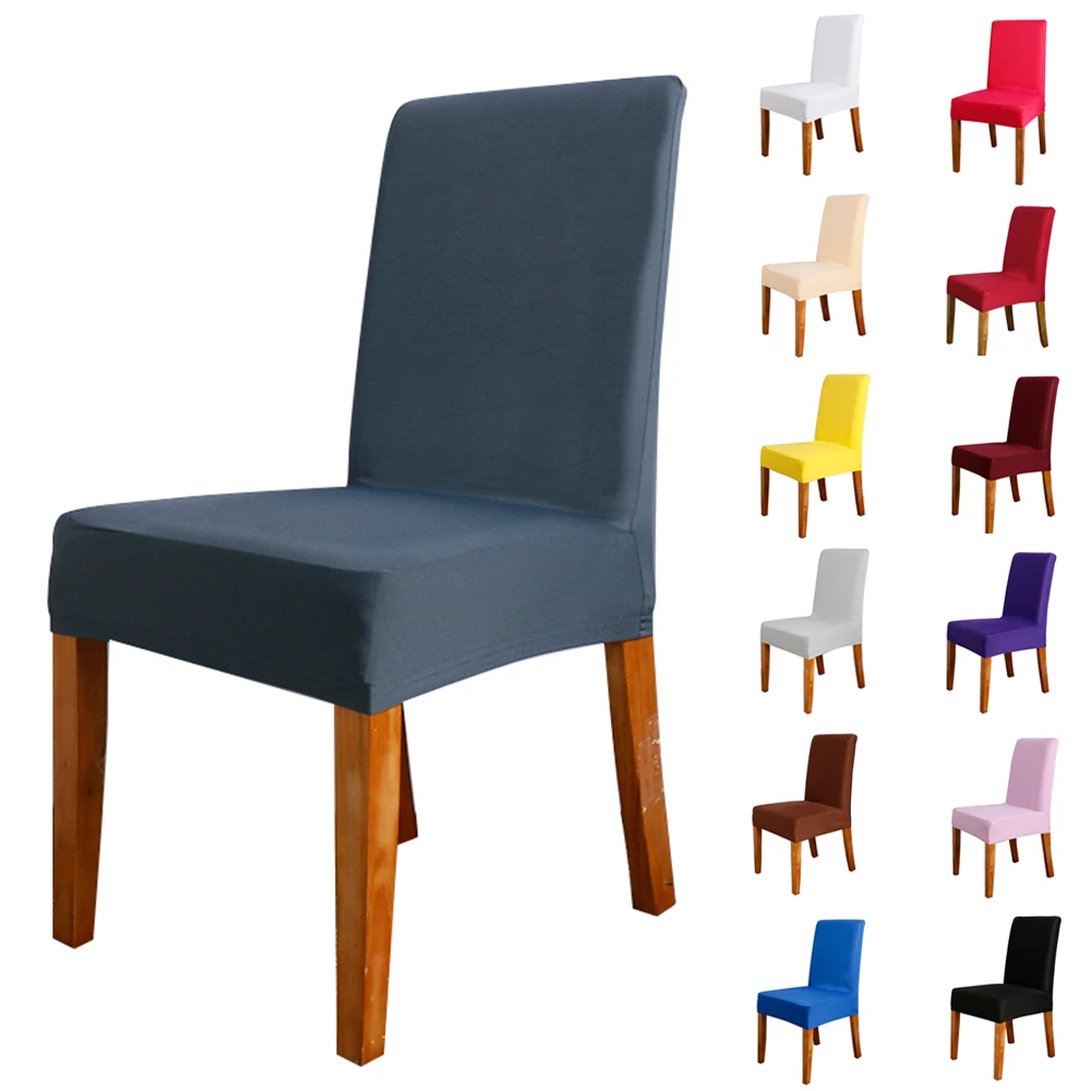 

Solid Colour Chair Cover Seat Protector Spandex Stretch Slipcovers Wedding Banquet Hotel Home Decor Dining Room Seat Cover D30