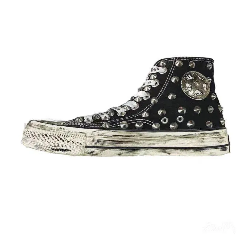 

Demonia Men's Shoes Retro Personality Limited Rivet High-top Women's Canvas Shoes Spring Autumn New Fashion Casual Neutral Flats