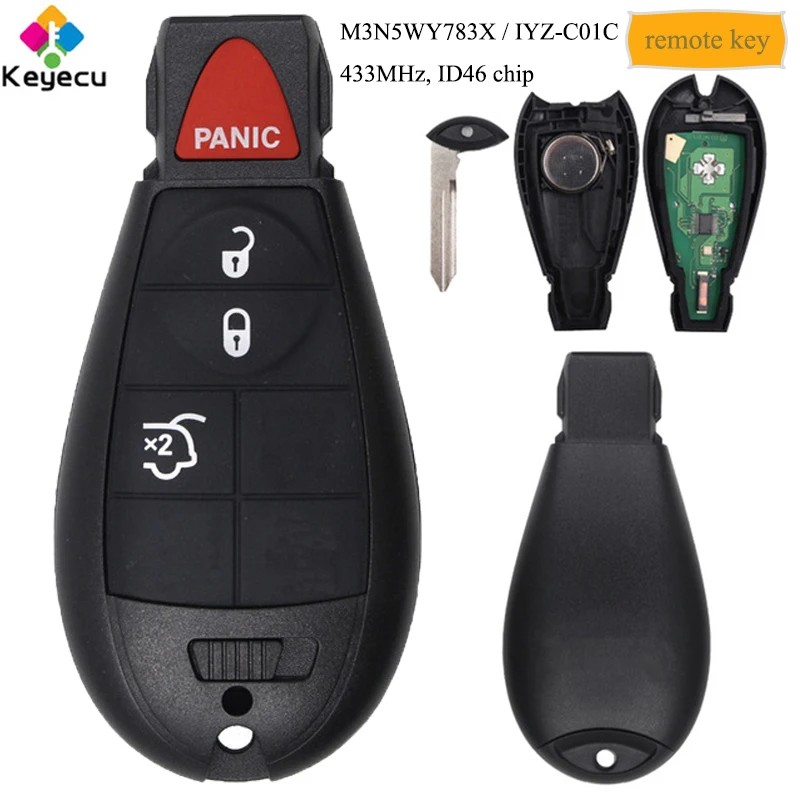 KEYECU Автозапуск умный дистанционный Автомобильный ключ с 3 1/4 кнопками и 433 МГц ID46