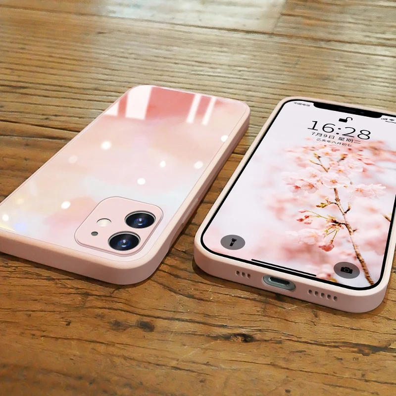 Чехол для телефона из закаленного стекла iphone 11 12 pro max мягкий чехол жидкого