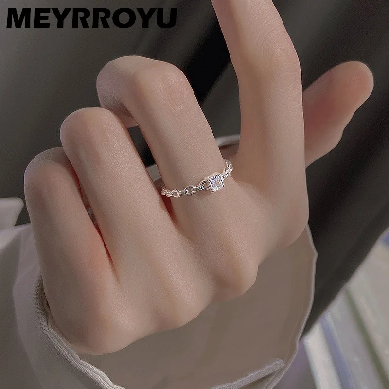 

Женское Открытое кольцо MEYRROYU, простое изысканное кольцо из стерлингового серебра 925 пробы в Корейском стиле, универсальные ювелирные украш...