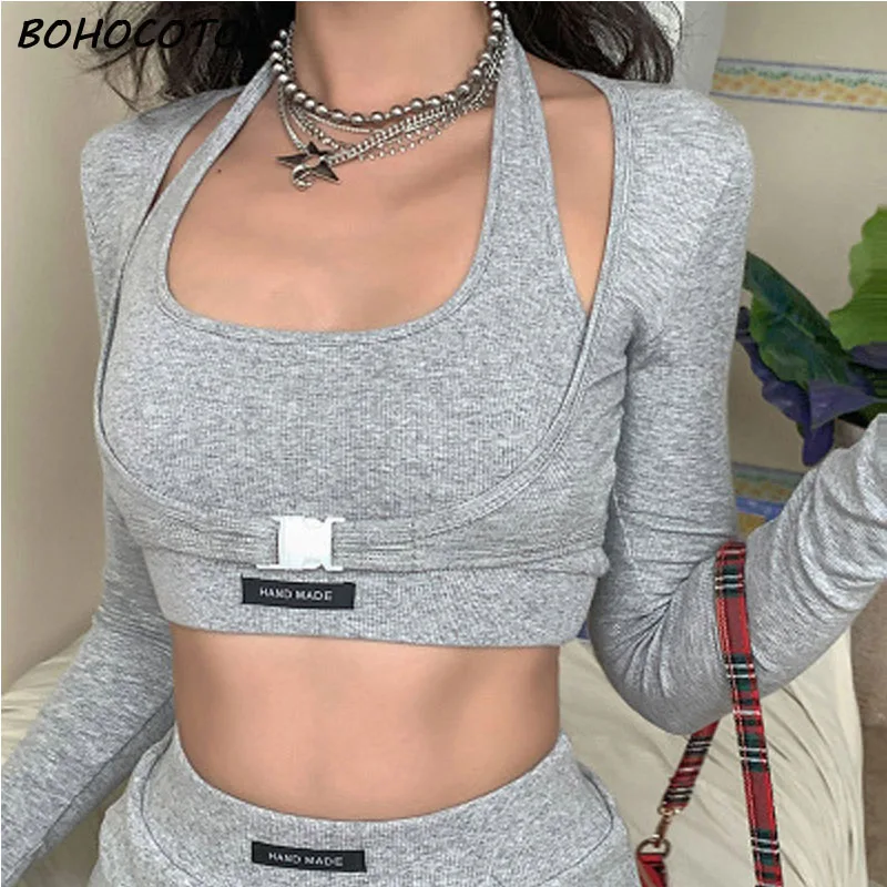 

2020 New Sexy Fashion Open Back Sleeveless Open Back Crop Top High Waist Split Mini Skirt Two-piece Button Shirt