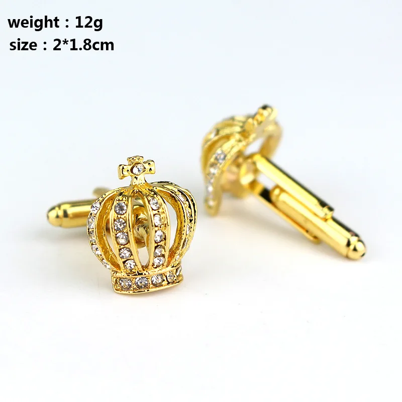 

ZXMJ Crown Cufflinks Crystal Rhinestone Shirt Fashion Aristocracy For Men Women Jewelry Wedding Gifts Cufflinks Bling Cuff Links