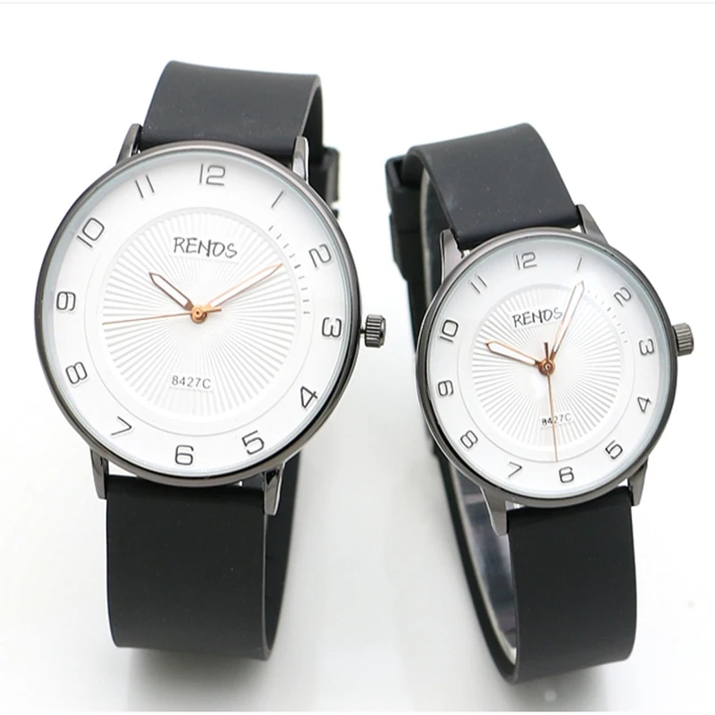 

Lovers Pair Watch Retro Big Digital Scale Dial Silicone PU Strap Simple Fashion Couple Watch Work Casual All-match