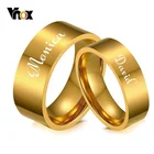 Обручальные браслеты для мужчин и женщин Vnox с бесплатной гравировкой имени и датой, золотого цвета, из нержавеющей стали