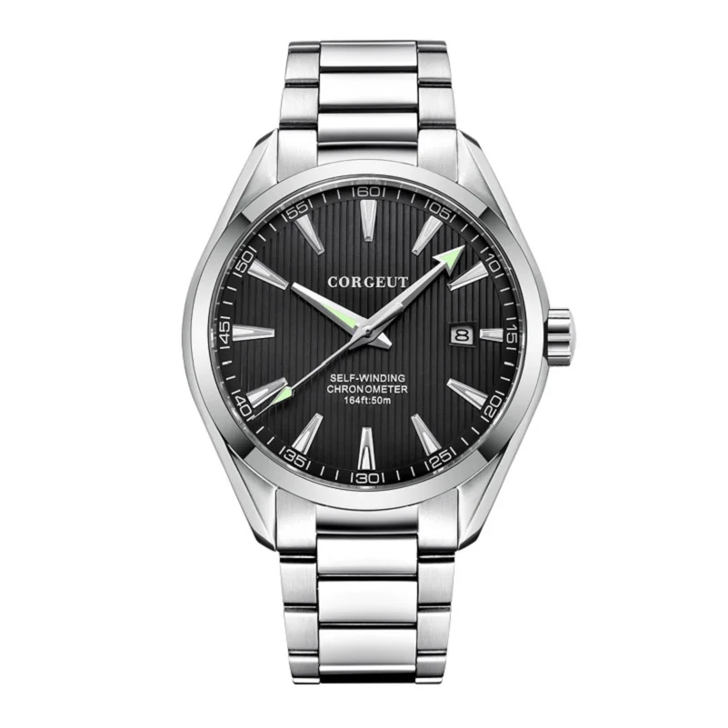 

Corgeut 41mm Men's Mechanical Watch Sapphire Glass Men's Watch White Dial Automatic Date Calendar Men's Watch