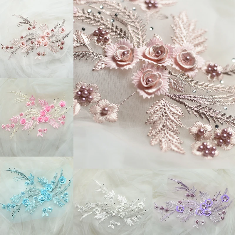 1 шт. 34*25 см вышитая стерео кружевная Цветочная отделка для ногтей аппликация