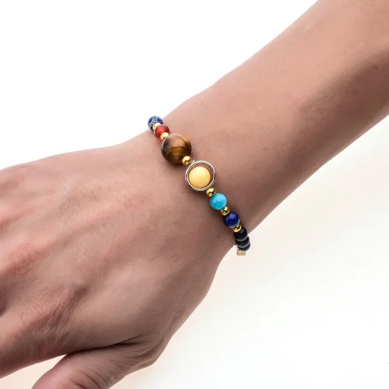 New Fashion Universe Galaxy Eight Planets Solar System Guardian Star Natural Stone Beads Bracelet