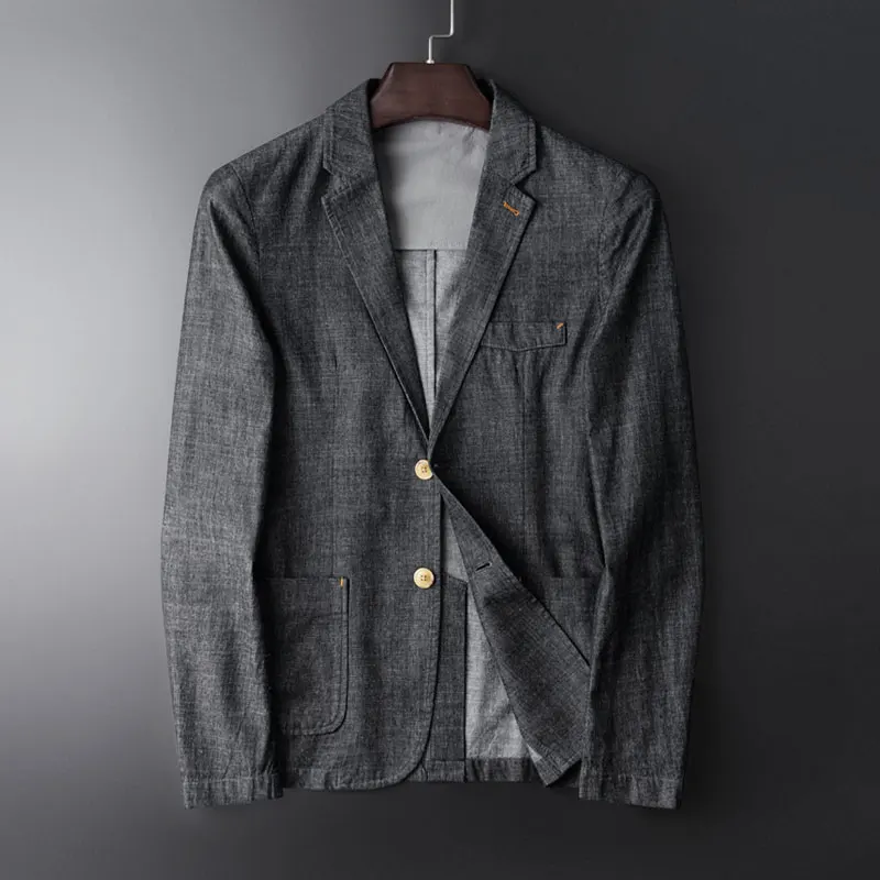 

New Arrival Fashion High Quality Denim Suit Coat Men Spring Casual Single Breasted Blazers Men Suits Plus Size M L XL 2XL 3XL4XL