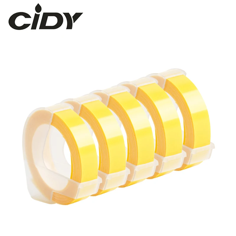CIDY 5PCS Light Yellow Compatible DYMO 3D Plastic Embossing Xpress Label 9mm*3m for 1610/1575 printer MOTEX E101 | Компьютеры и офис