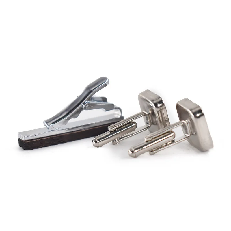 Linbaiway запонки с деревянными элементами + Зажимы для галстука набор коробок мужчин