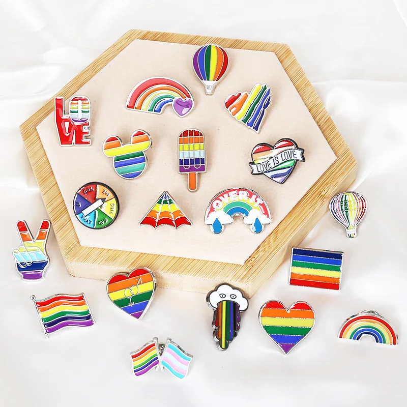 19 стилей ЛГБТ флаг гордость Радуга Любовь Сердце волна форма эмаль брошь