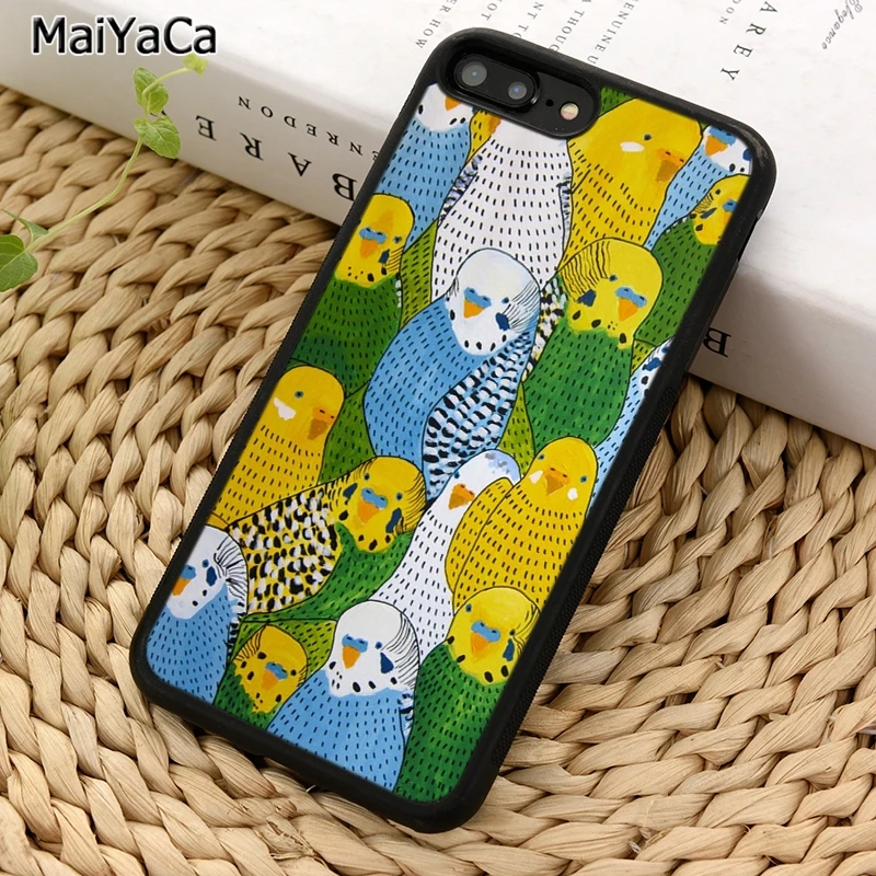 MaiYaCa птица Budgie Синие Зеленые перья чехол для телефона iPhone 14 X XR XS 11 12 13 Pro MAX 5 6 7 8 Plus