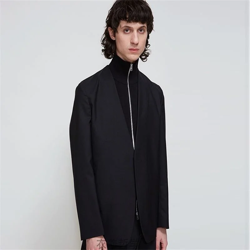 

New S-5XL Men's clothing fashion Star GD hair stylist Minimalism V-collar suit plus size Singer costumes