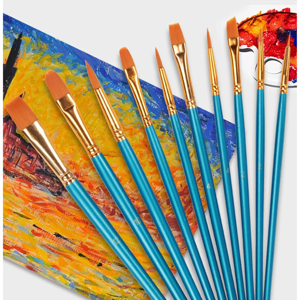 10 шт./компл. кисти для рисования по номерам акварельные гуаши краски масляные