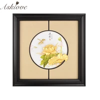 traditional chinese painting gold lotus flower framed pictures gold leaf painting wall decor pictures crafts home decor gifts