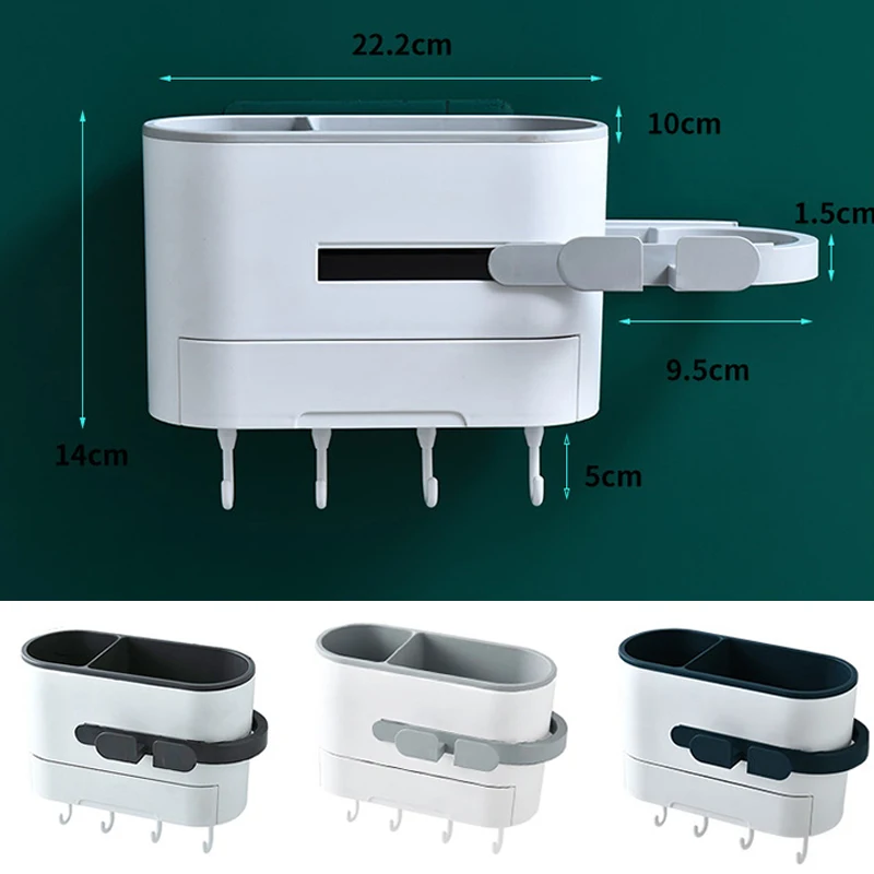 

Bathroom Shelves Dryer Rack Wall Mounted Hair Dryer Hanger Bath Storage Rack Hair Dryer Shelf Organizer for Bathroom