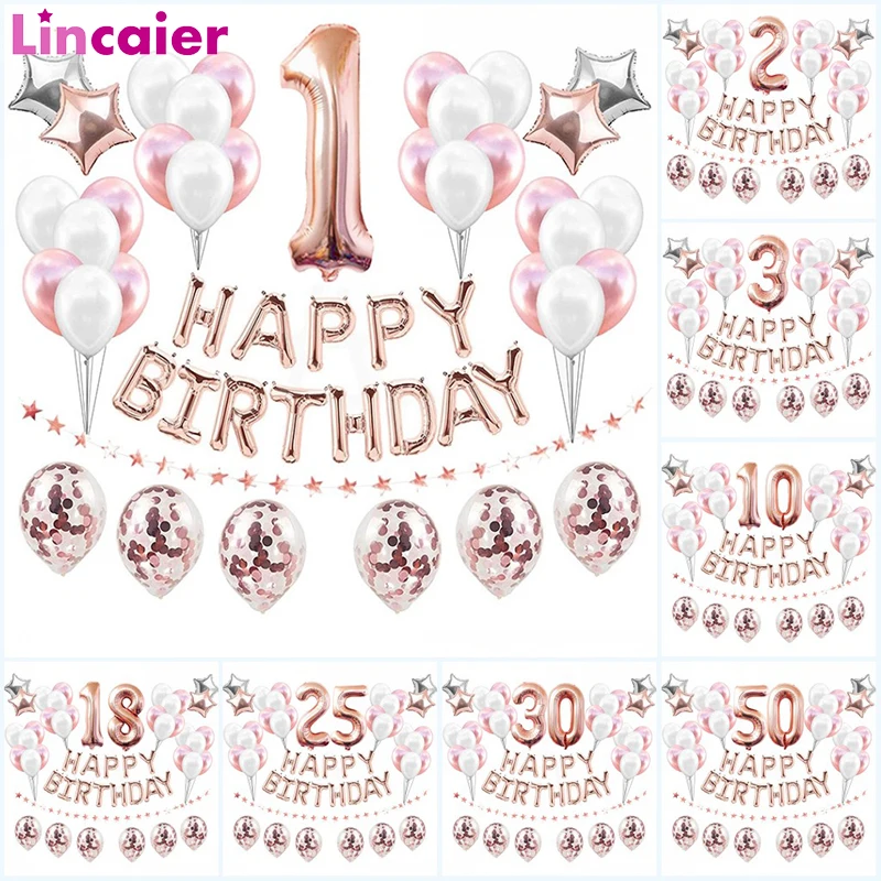 Воздушные шары из розового золота с номером 1 2 3 4 5 6 7 8 9 10 16 18 21 25 30 40 50 60 украшения