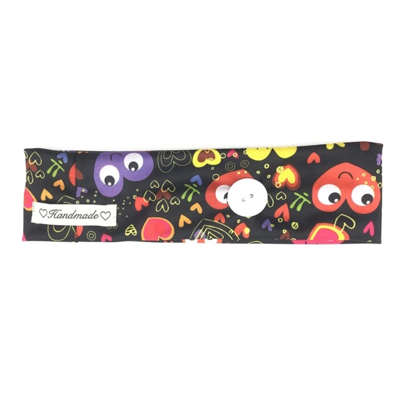 

Button Headband Elastic Facemask Holder Head Wrap Wide Hairbands Hair Accessory