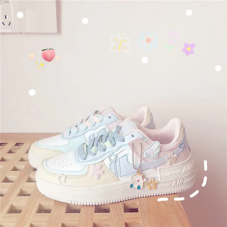 

Women's Casual Running Shoes for Breathable Platform Spring Shoes Chaussures Peach Cherry Pink Ring White Blue Low-top