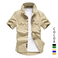 mens summer pockets retro cargo shirt hiking fishing military tactical camisa masculina plus size m 4xl blouse cotton shirts