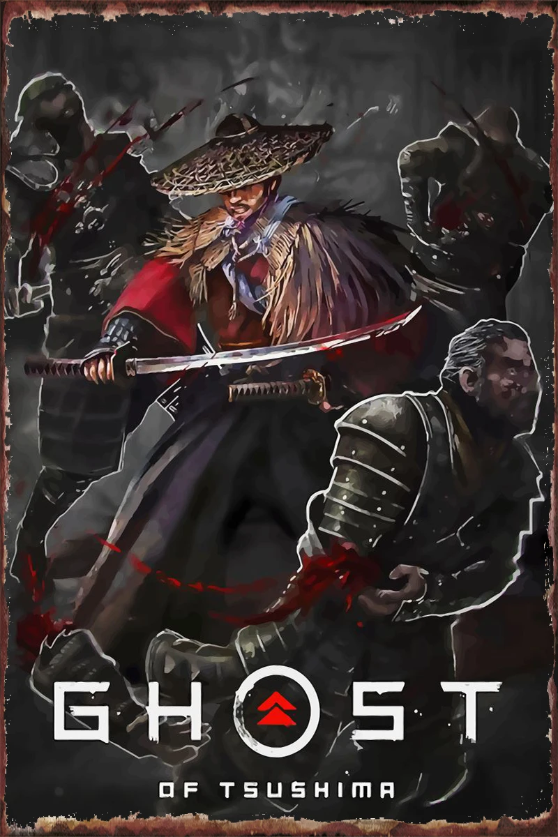 

Привидение цушимы, винтажный металлический знак, жестяная вывеска, оловянные пластины, декор для стен, декор для комнаты, ретро для искусств...