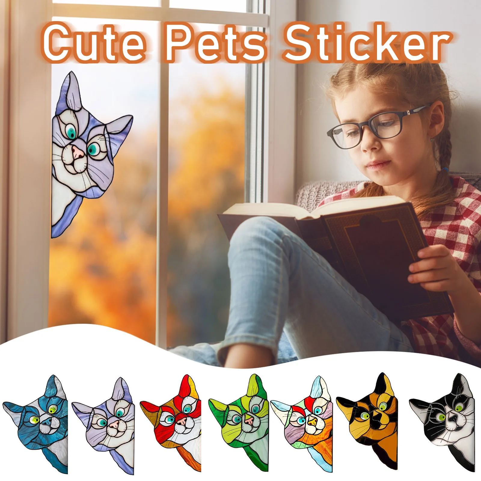 

KAKUDER 7PCS Personality creative Funny Color Cats Wall Stickers Waterproof Removable PVC Mural Room adesivo de parede Drop Ship