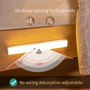 Led Night Light Motion Sensor Wireless Usb Rechargeable15 20 30 50Cm Wiring Free Night Light For Kitchen Cabinet Wardrobe Lamp
