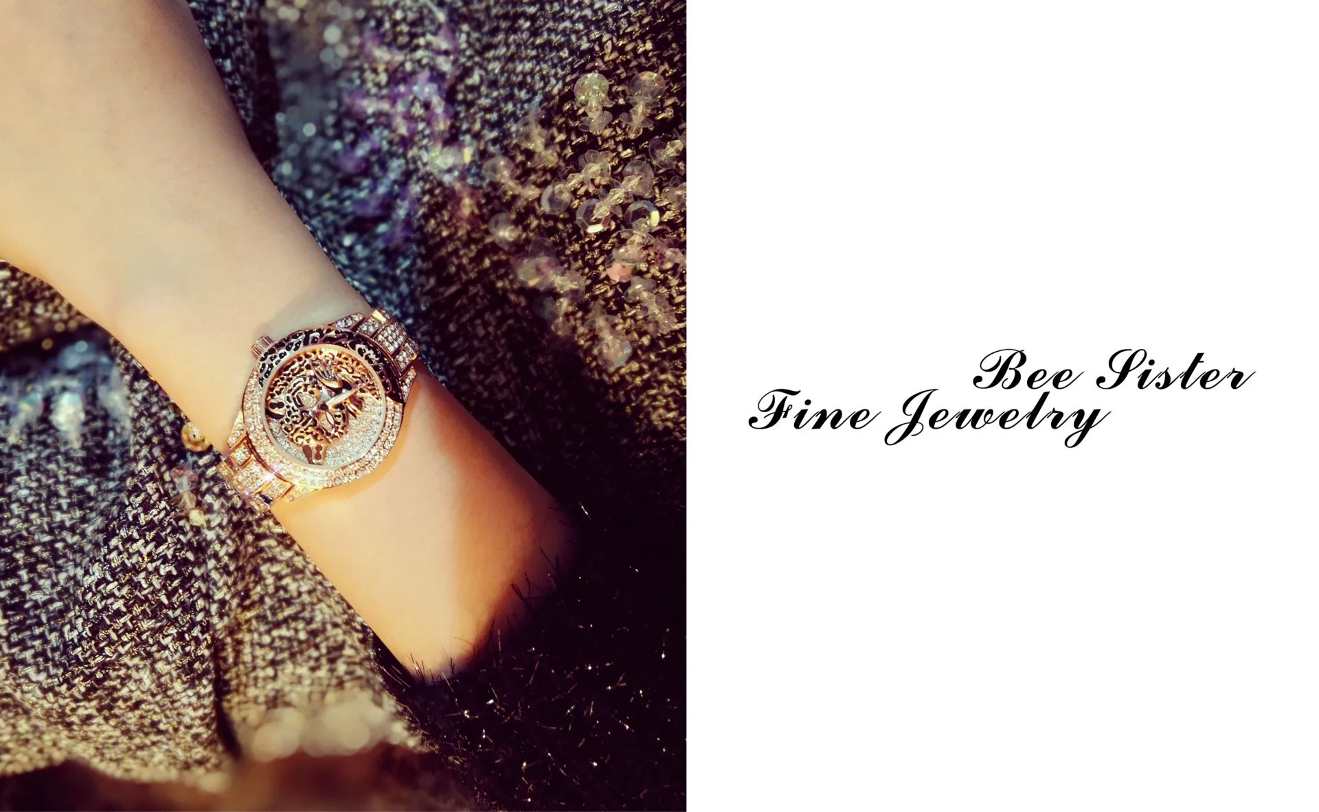Для женщин часы дамы платье часы Montre Femme Сталь Леопардовый принт стразы браслет для наручных часов с тигром с украшением в виде кристаллов Часы relogio feminino