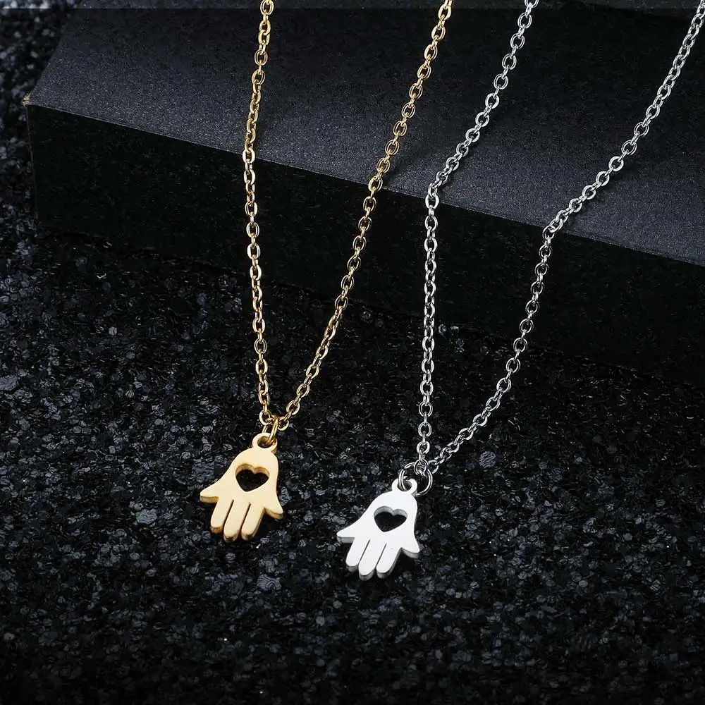 ААААА качество 100% нержавеющая сталь Хамса ручной Шарм ожерелье для женщин