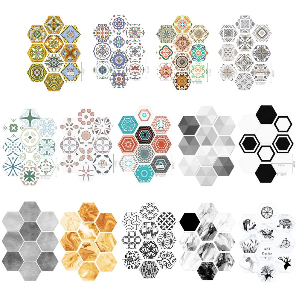 10 шт. ПВХ настенная Шестигранная плитка наклейка самоклеящаяся Новая креативная