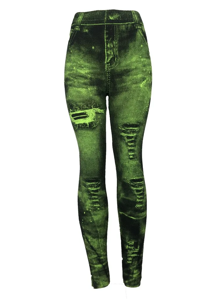 Леггинсы женские джинсовые с высокой талией | Женская одежда