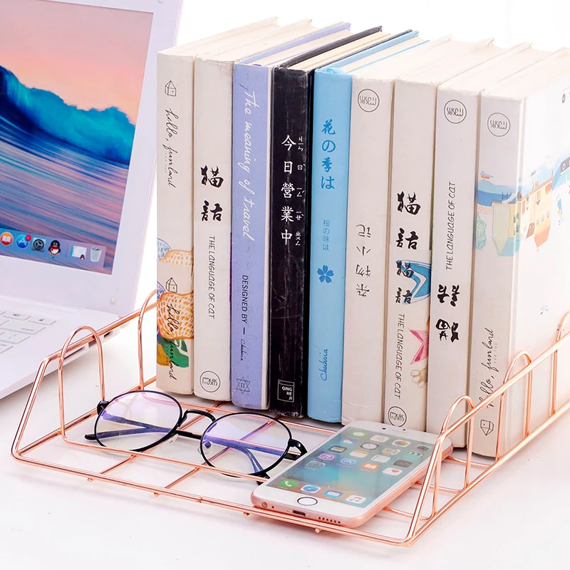 

Golden Metal Document Tray Office Organizer Layered Paper Storage Paper Tray Desk Accessories Magazine Rack Manual CoverAbl File