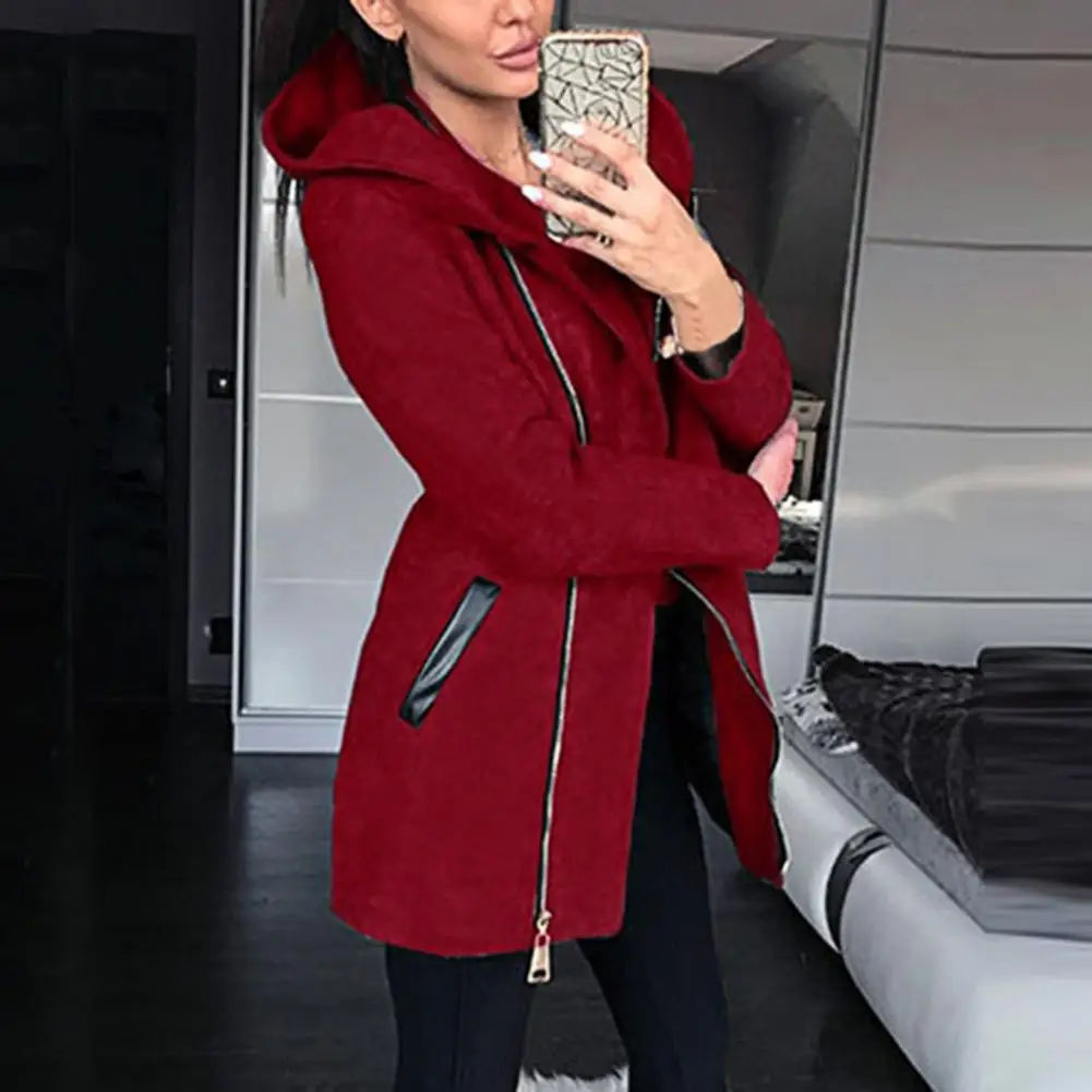 Женские толстовки с боковой молнией однотонная осенне-зимняя длинная